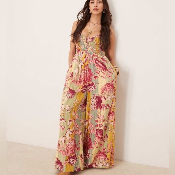 Free People Pants - NWT Free People Melrose Printed Wide Leg Jumpsuit